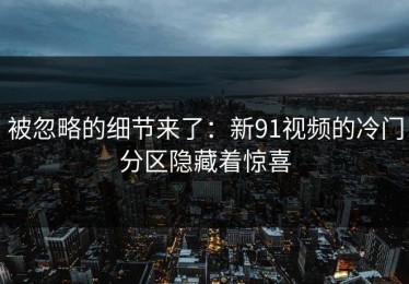 被忽略的细节来了：新91视频的冷门分区隐藏着惊喜