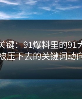 冷门但关键：91爆料里的91大事件的被压下去的关键词动向