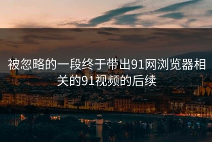 被忽略的一段终于带出91网浏览器相关的91视频的后续