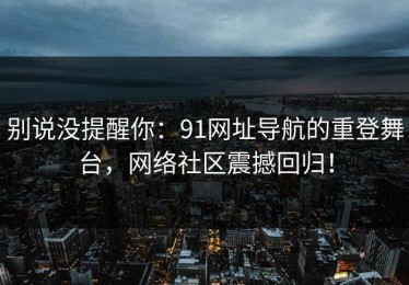 别说没提醒你：91网址导航的重登舞台，网络社区震撼回归！