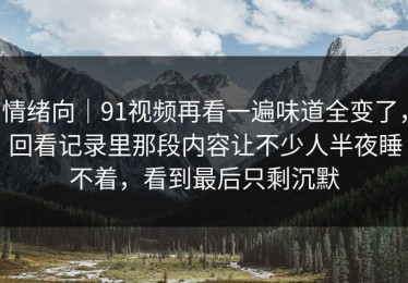 情绪向｜91视频再看一遍味道全变了，回看记录里那段内容让不少人半夜睡不着，看到最后只剩沉默