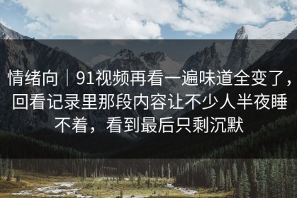 情绪向｜91视频再看一遍味道全变了，回看记录里那段内容让不少人半夜睡不着，看到最后只剩沉默
