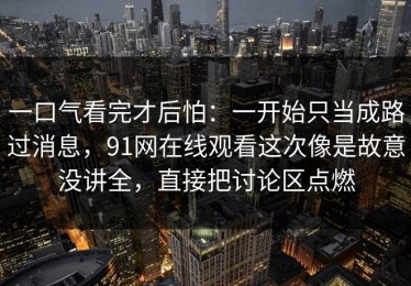 一口气看完才后怕：一开始只当成路过消息，91网在线观看这次像是故意没讲全，直接把讨论区点燃