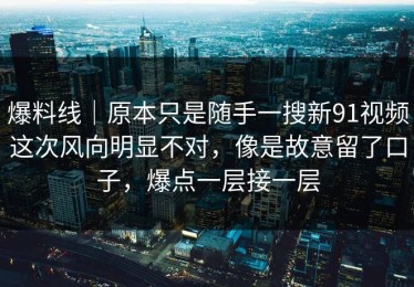 爆料线｜原本只是随手一搜新91视频这次风向明显不对，像是故意留了口子，爆点一层接一层