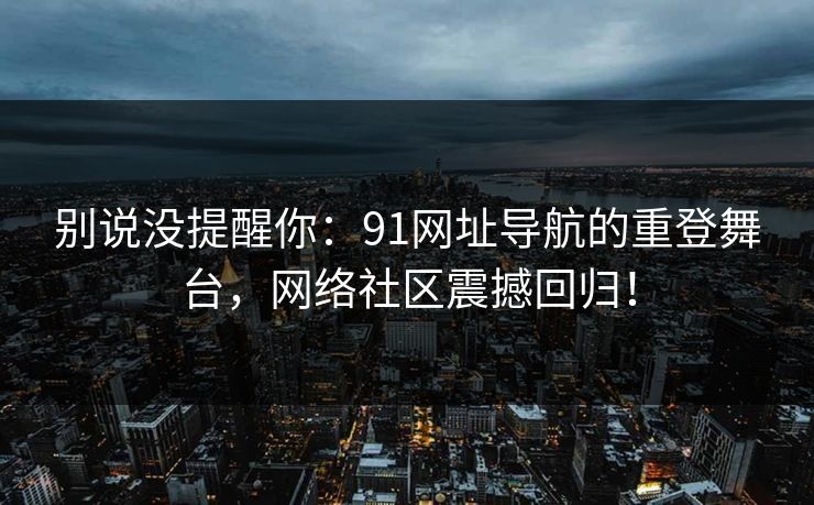 别说没提醒你：91网址导航的重登舞台，网络社区震撼回归！