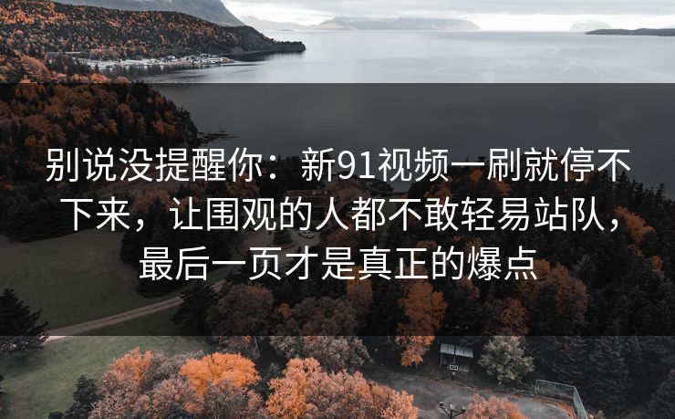别说没提醒你：新91视频一刷就停不下来，让围观的人都不敢轻易站队，最后一页才是真正的爆点