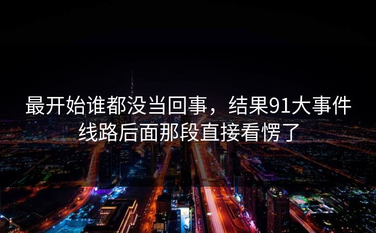 最开始谁都没当回事，结果91大事件线路后面那段直接看愣了