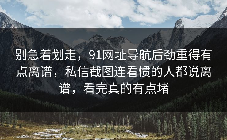 别急着划走，91网址导航后劲重得有点离谱，私信截图连看惯的人都说离谱，看完真的有点堵