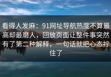 看得人发麻：91网址导航热度不算最高却最磨人，回放页面让整件事突然有了第二种解释，一句话就把心态拧住了