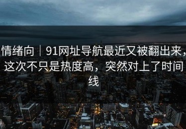 情绪向｜91网址导航最近又被翻出来，这次不只是热度高，突然对上了时间线