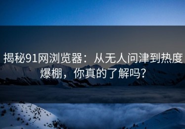 揭秘91网浏览器：从无人问津到热度爆棚，你真的了解吗？