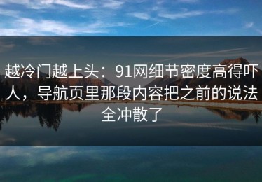 越冷门越上头：91网细节密度高得吓人，导航页里那段内容把之前的说法全冲散了