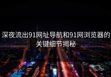深夜流出91网址导航和91网浏览器的关键细节揭秘