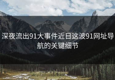深夜流出91大事件近日这波91网址导航的关键细节