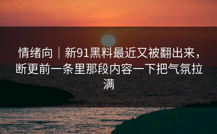 情绪向｜新91黑料最近又被翻出来，断更前一条里那段内容一下把气氛拉满
