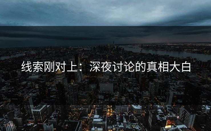 线索刚对上：深夜讨论的真相大白