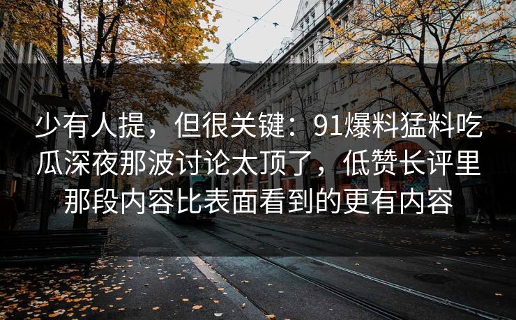 少有人提，但很关键：91爆料猛料吃瓜深夜那波讨论太顶了，低赞长评里那段内容比表面看到的更有内容