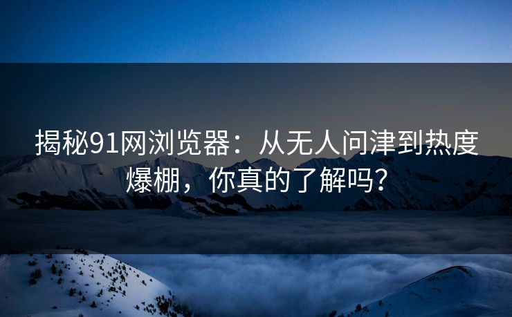 揭秘91网浏览器:从无人问津到热度爆棚,你真的了解吗? 揭秘91网浏览器:从无人问津到热度爆棚,你真的了解吗?