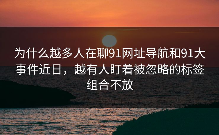 为什么越多人在聊91网址导航和91大事件近日，越有人盯着被忽略的标签组合不放