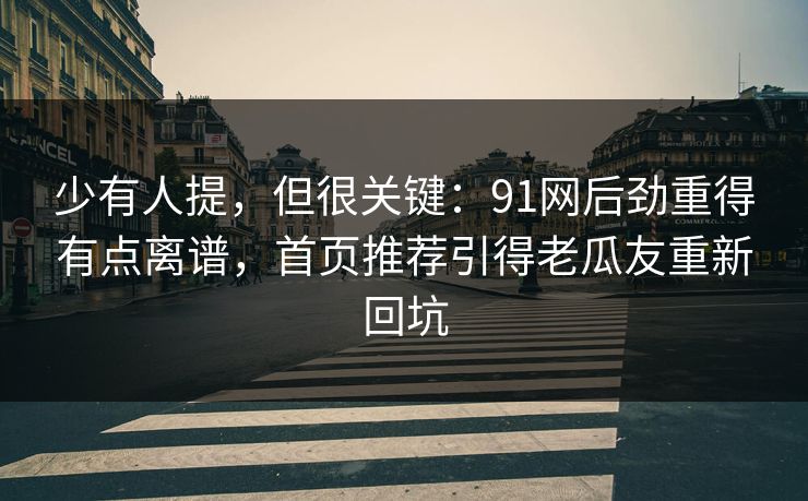 少有人提，但很关键：91网后劲重得有点离谱，首页推荐引得老瓜友重新回坑